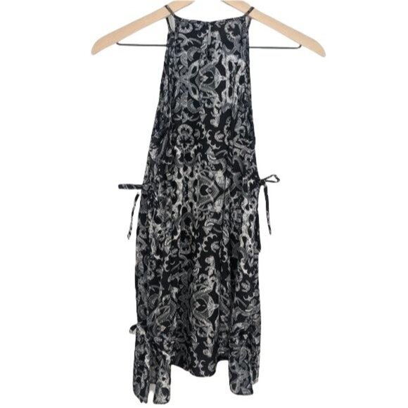 Trouve black graphic printed tied cold shoulder long sleeve blouse small MSRP 69 - Picture 3 of 12